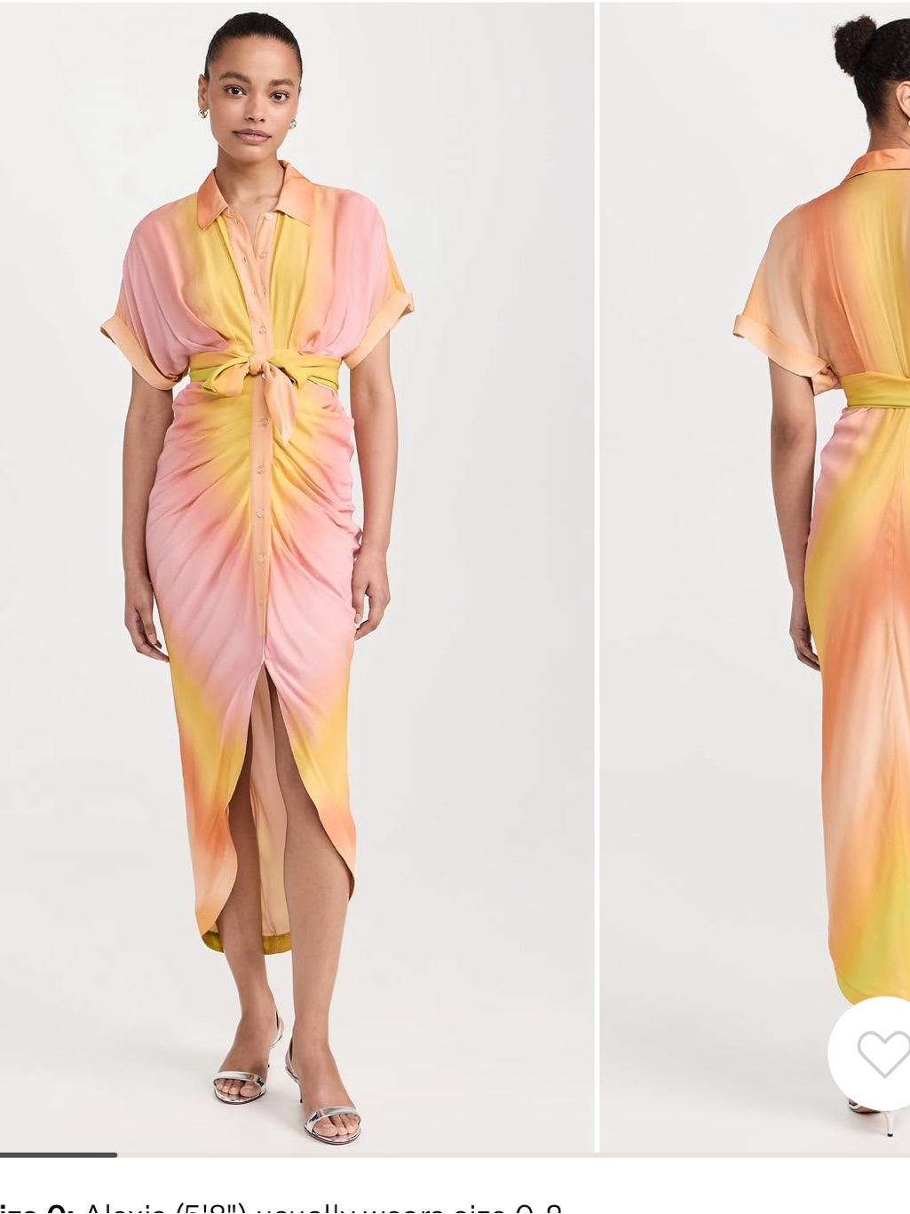 Le Superbe Mico Dress Size 6 - Sunset Ombre Tie-Front Midi Dress - Pink & Yellow
